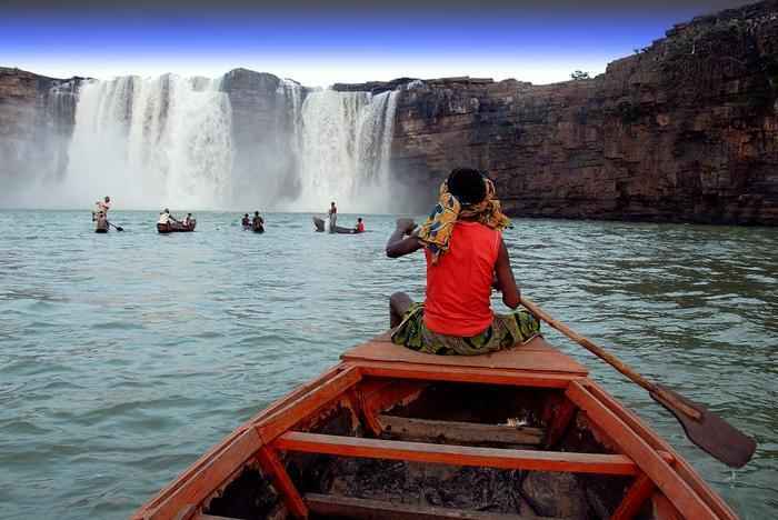 Beautiful waterfall in Chitrakoot surrounded by lush greenery